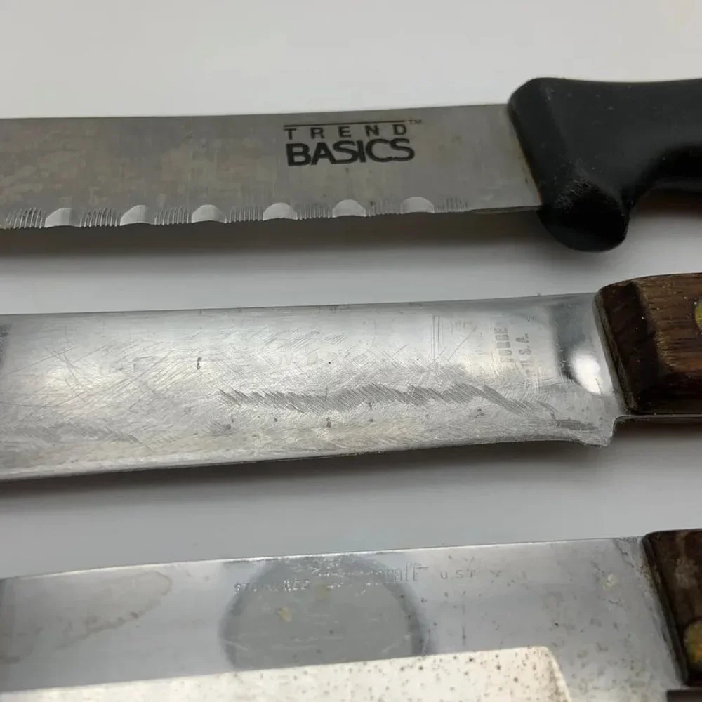 Set of 3 Vintage Unique Kitchen Knives Cutlery Set